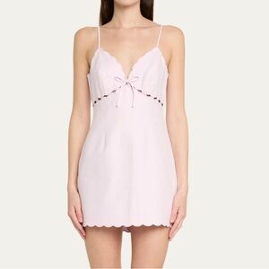 LoveShackFancy Sydow Linen Mini Dress Ballerina Pink